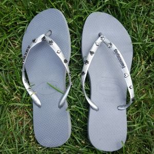 Havaianas,  size 37-38, Grey/silver, w/ studded ca